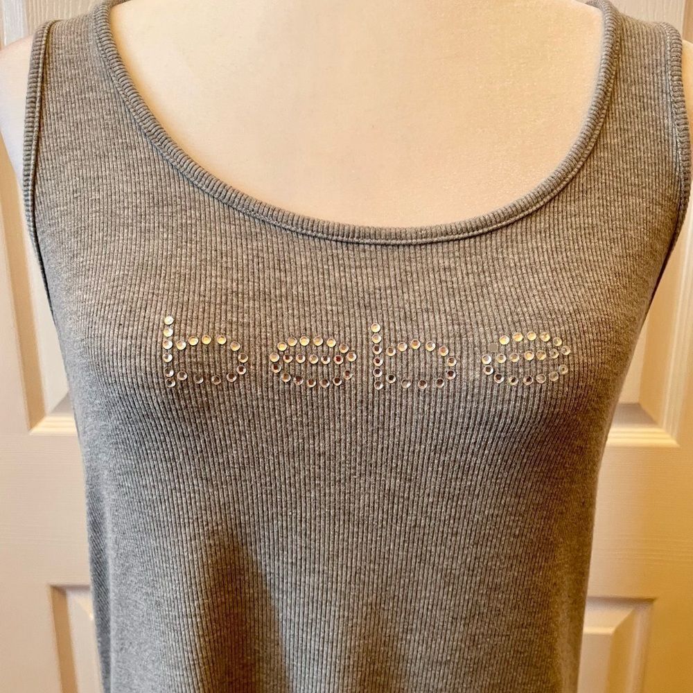 Bebe Gray Rhinestone Tank Top Size 2X - Picture 3 of 6